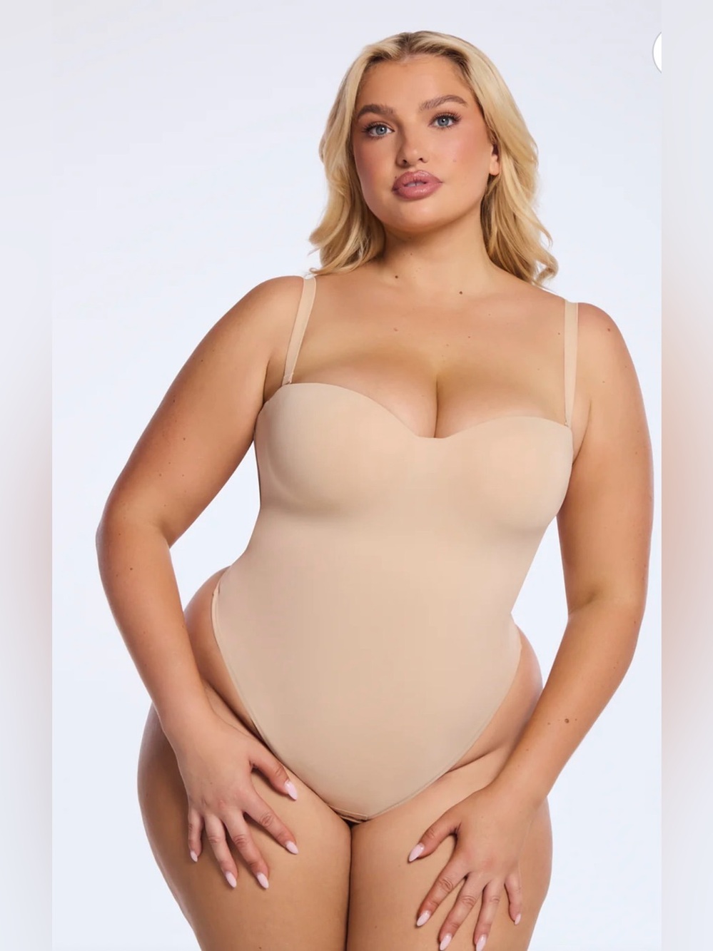 SHE’s WAISTED BRA SCULPT STRAPLESS BODY SUIT THONG BEIGE XL SEAMLESS